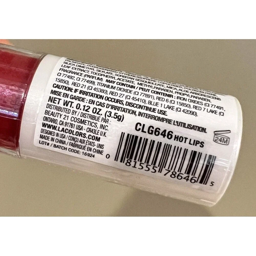 L.A. Colors Pout Super Shine Lip Gloss Hot Lips Shade CLG646